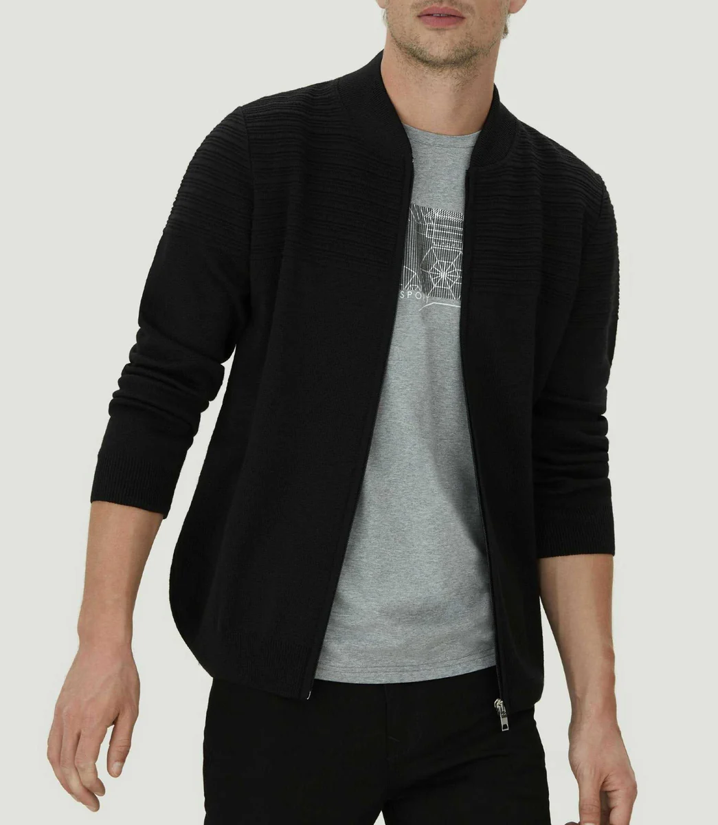 Gilet zippé col teddy noir 