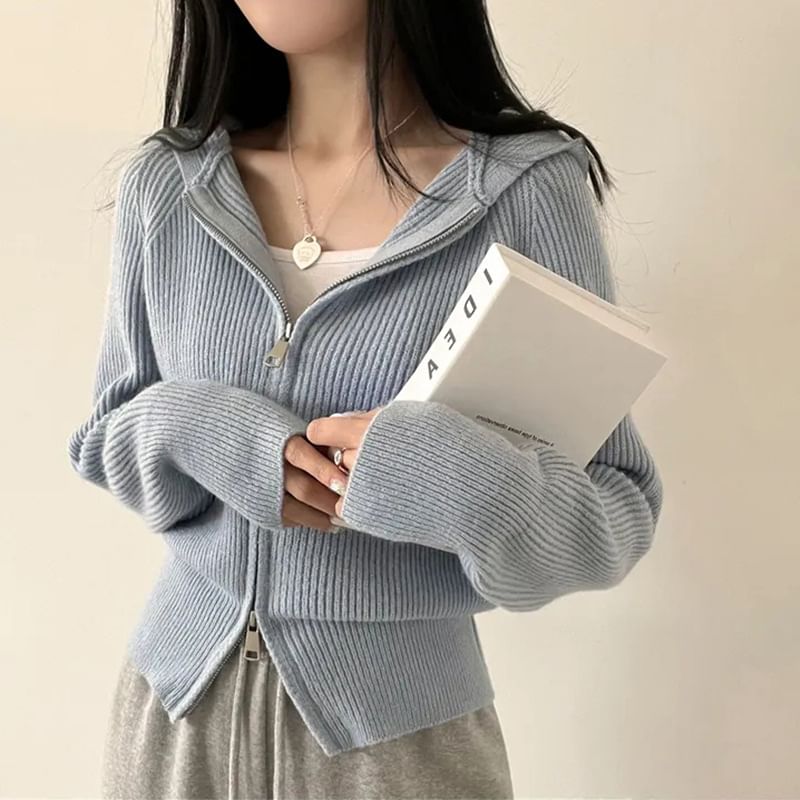 HYAKU - Effen vest met capuchon en rits