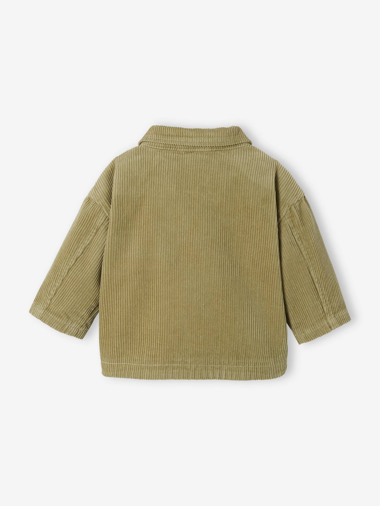 Camisa de veludo cotelê verde acinzentado para bebê