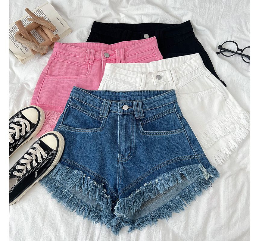 Babique - Hoge taille rafel denim hotpants