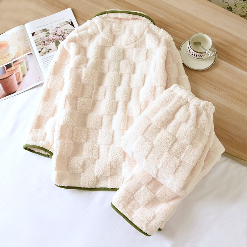 Dogini - Koppel bijpassende geruite fleece pyjamaset