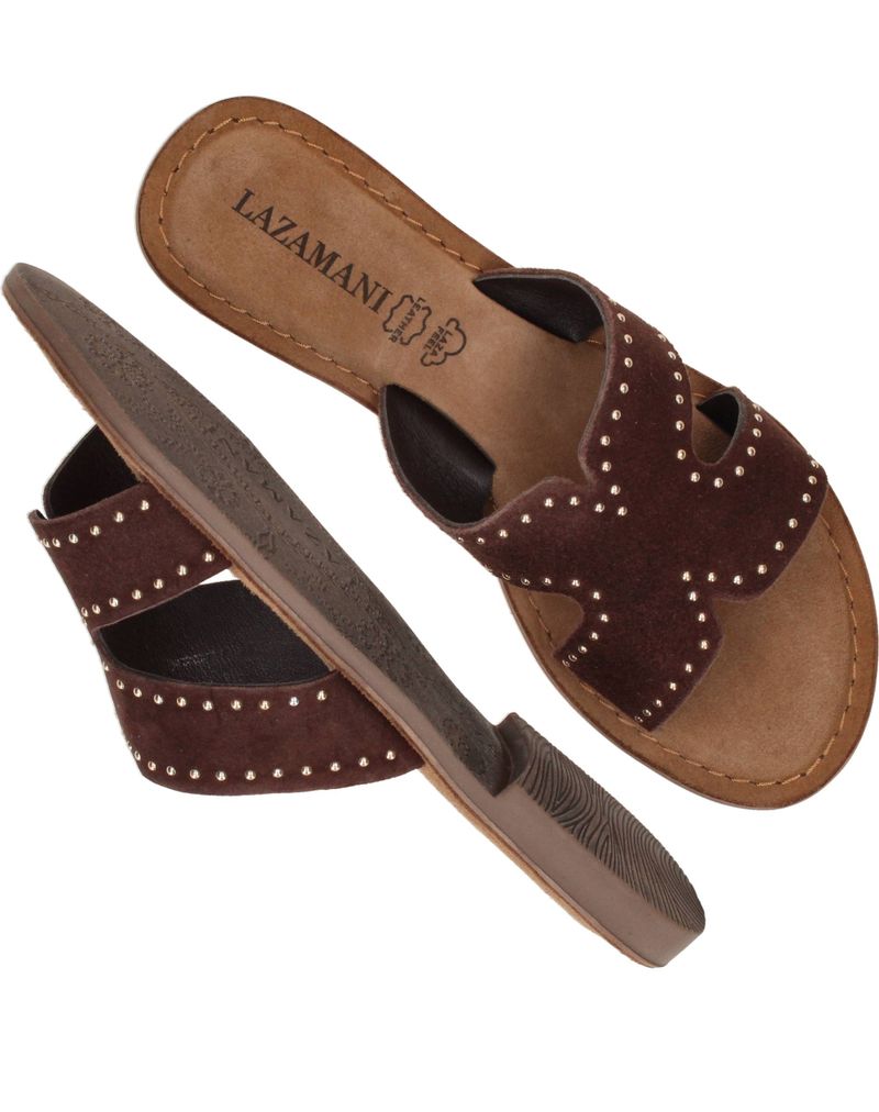 Lazamani Lina Small Studs Slippers Bruin Dames