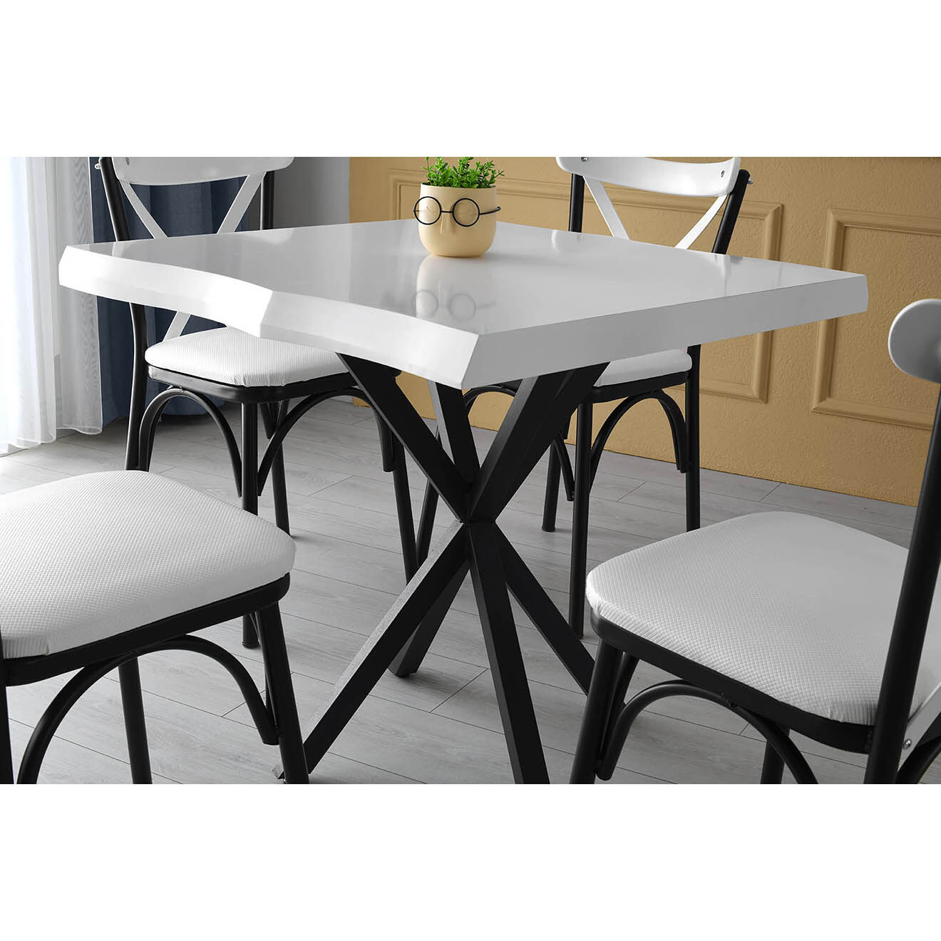 Homitis Table à manger Safir 1461 blanche - 80x75x80 cm