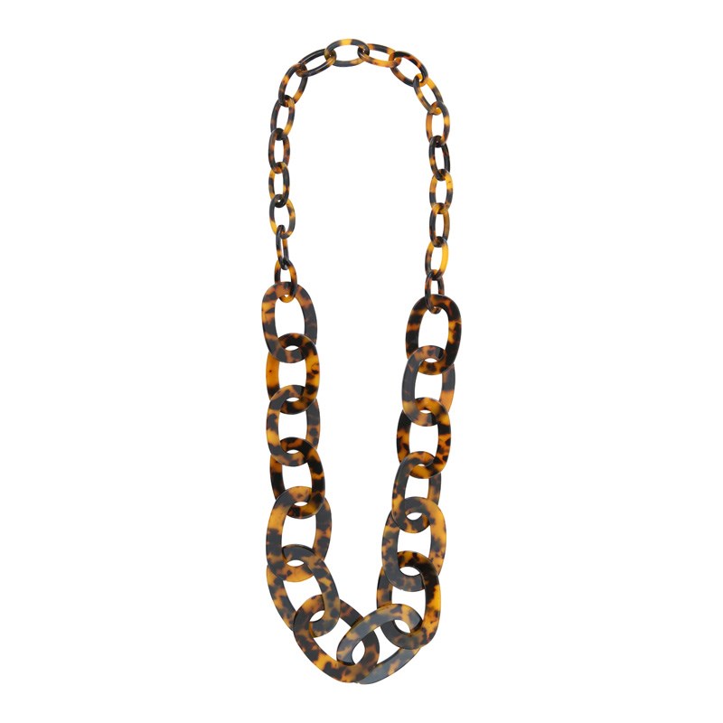 Collier long grosses mailles léopard