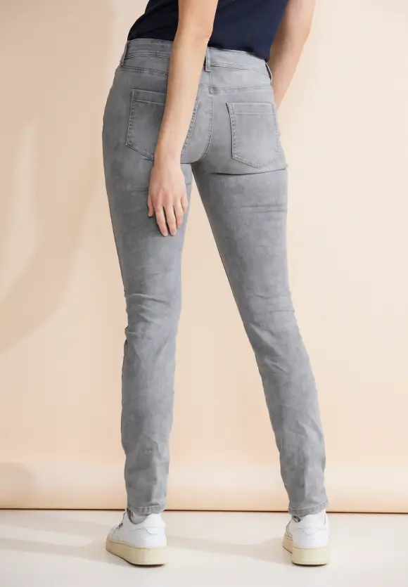 Graue Slim Fit Jeans - light grey random wash