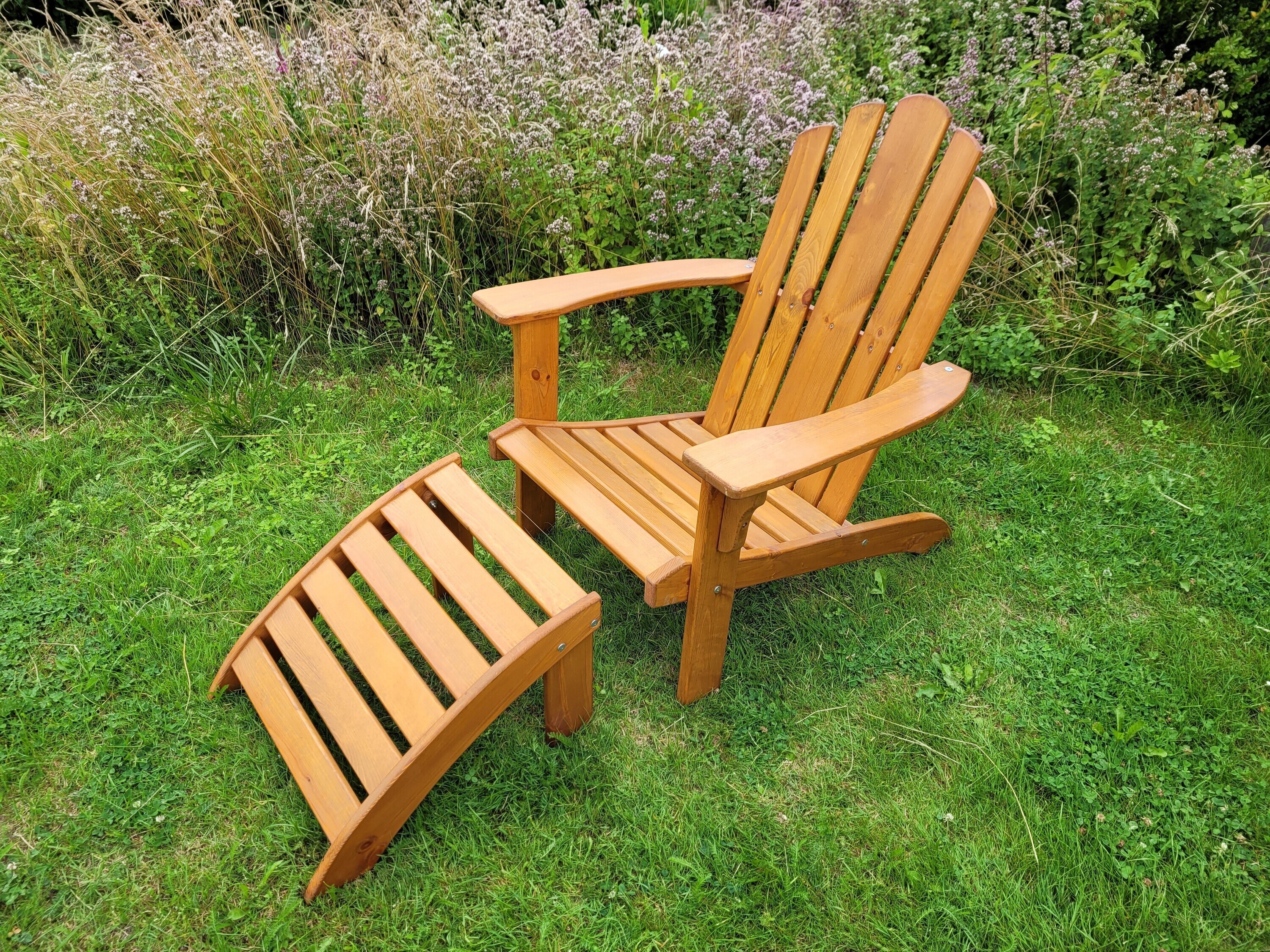 Promadino Set Deckchair mit Fußablage, Newport, honigbraun