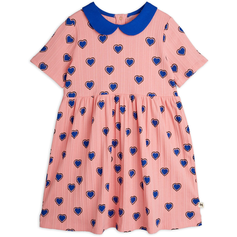 Køb Mini Rodini Pink Outlined Hearts AOP Kjole