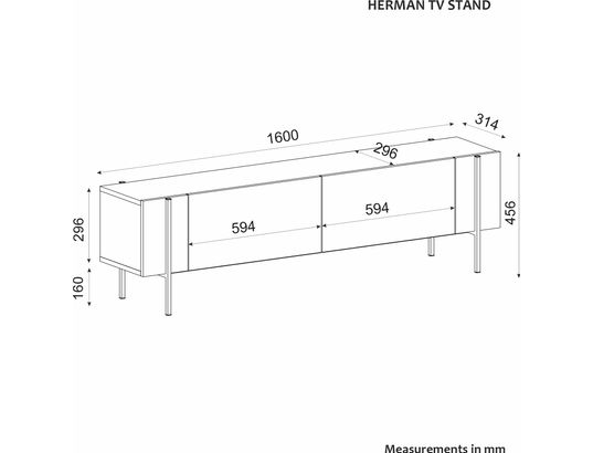 CONCEPT1 - Meuble TV Herman chene saphir 160 x 31,4 x h45,6 cm