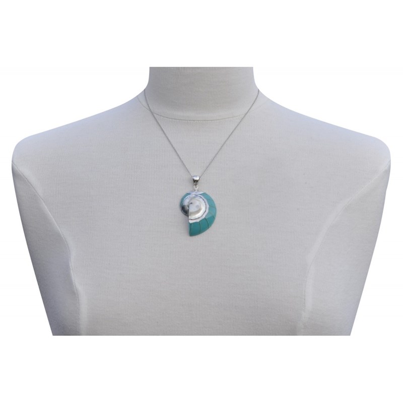 Pendentif Argent Nautile Coquillage et Résine