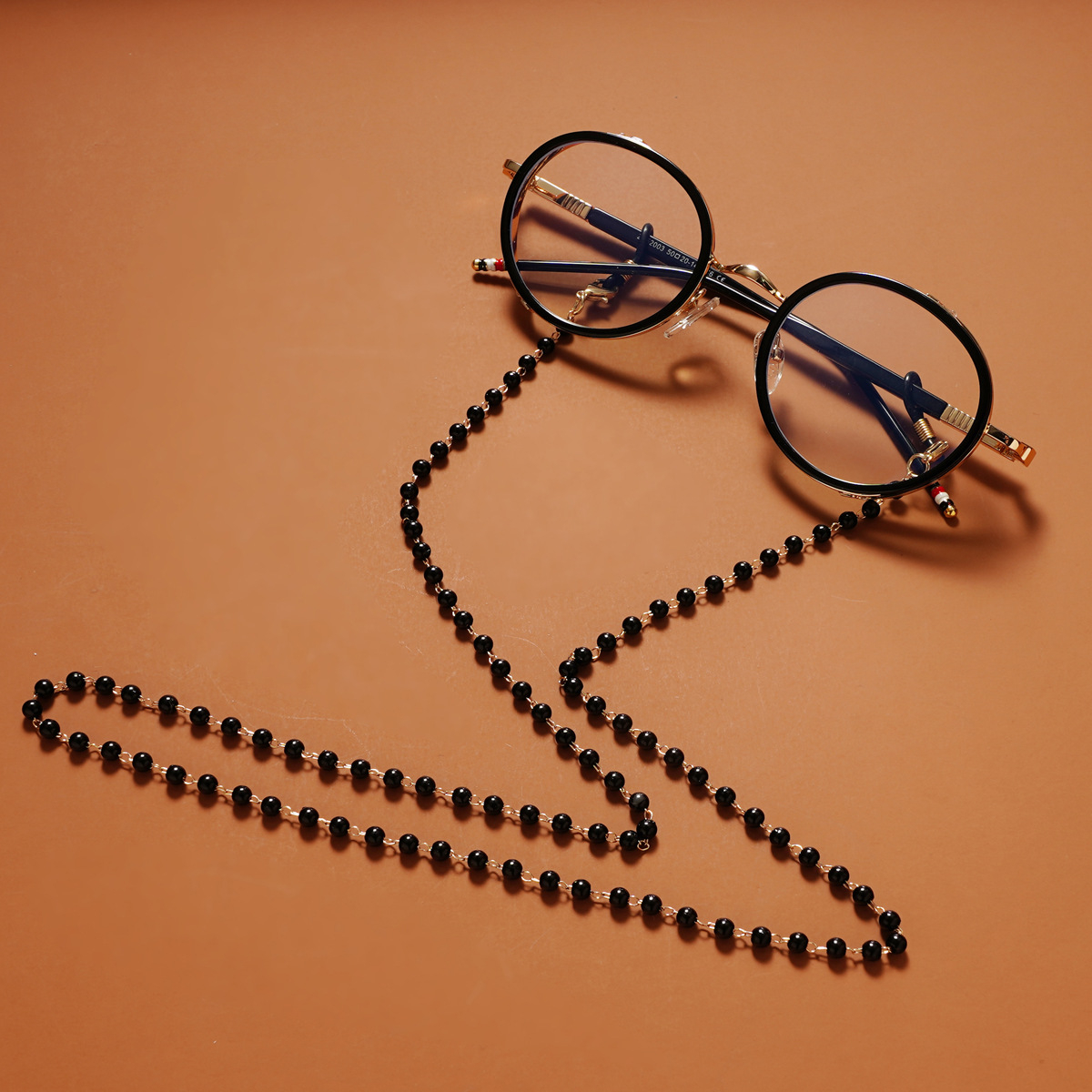 (70cm) Eyewear Halter Brillenkette Sonnenbrillenband Perlen - Gold / Weiss