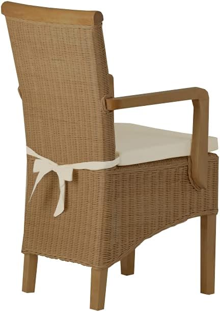 Armlehnstuhl Rattan 53x98x57 cm Modern Massivholz Mahagoni Natur