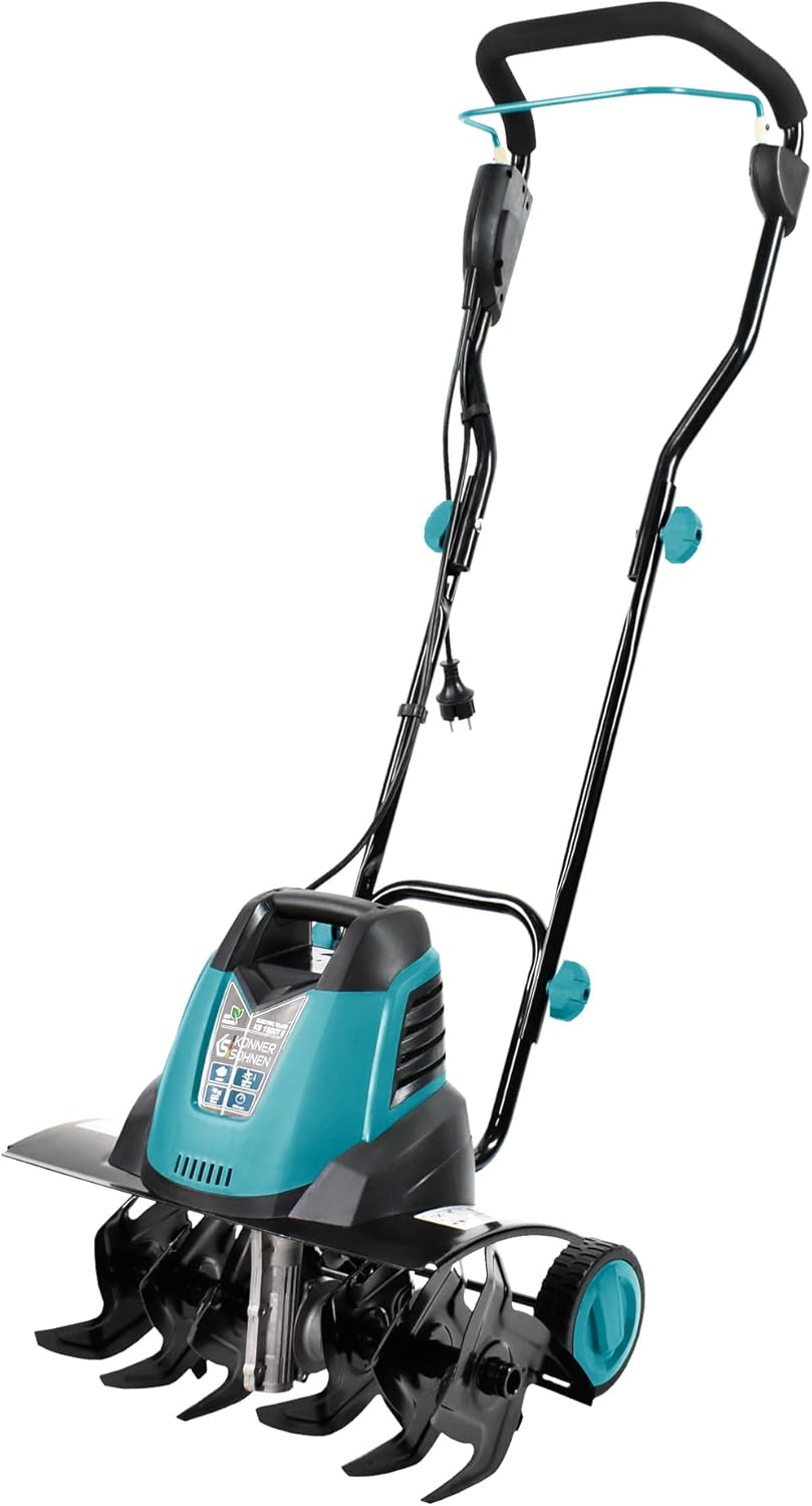 Könner & Söhnen KS 1500 T E Elektro-Bodenhacke, 23 cm Stahl Fräsen, 40 cm Arbeitsbreite, 23 cm Arbeitstiefe, 1500 W, 230 V, Gartenfräse für Hofgrundstücken, Blumen- und Gartenbeeten