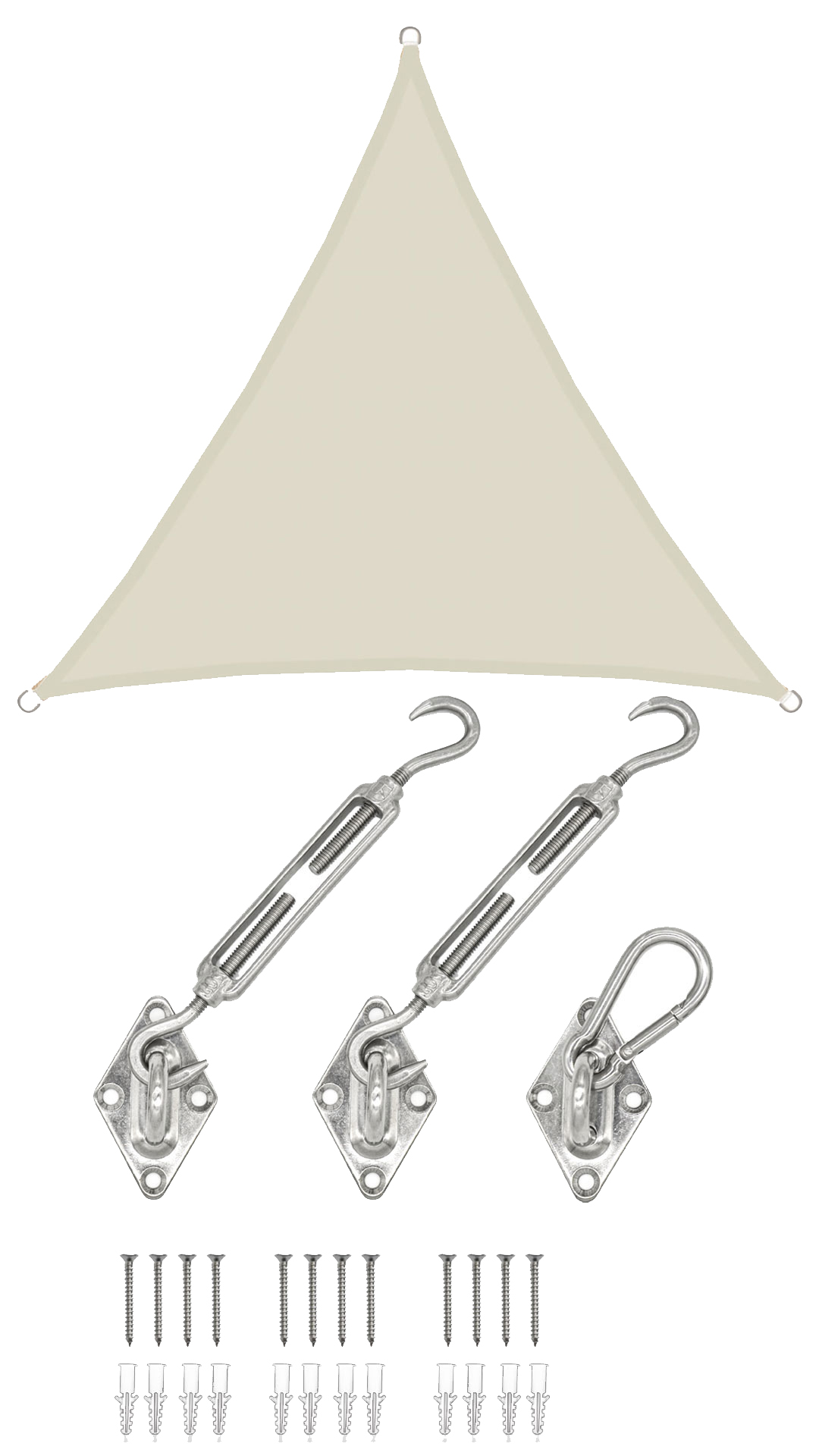AMANKA 3x3x3 waterdicht schaduwdoek met bevestigingsset - Beige