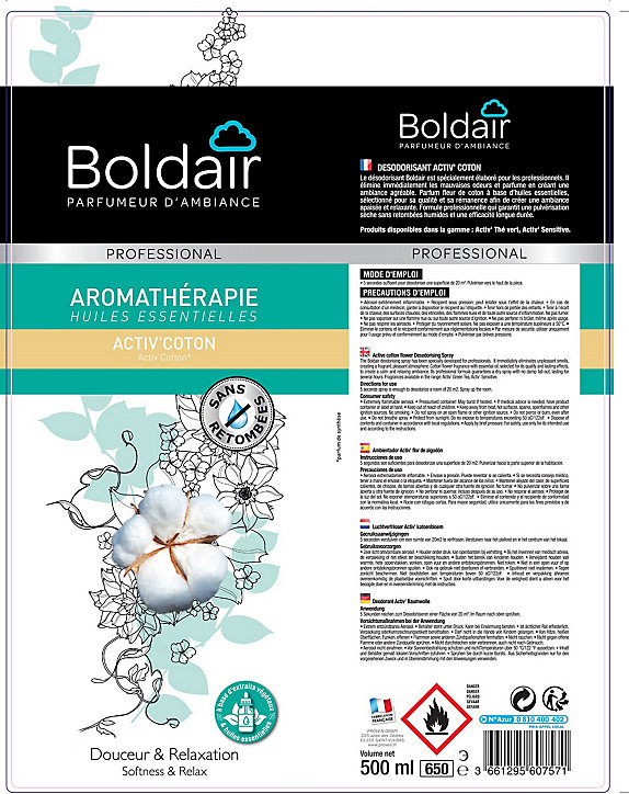 Désodorisant Boldair huiles essentielles patchouli et cèdre 500 ml