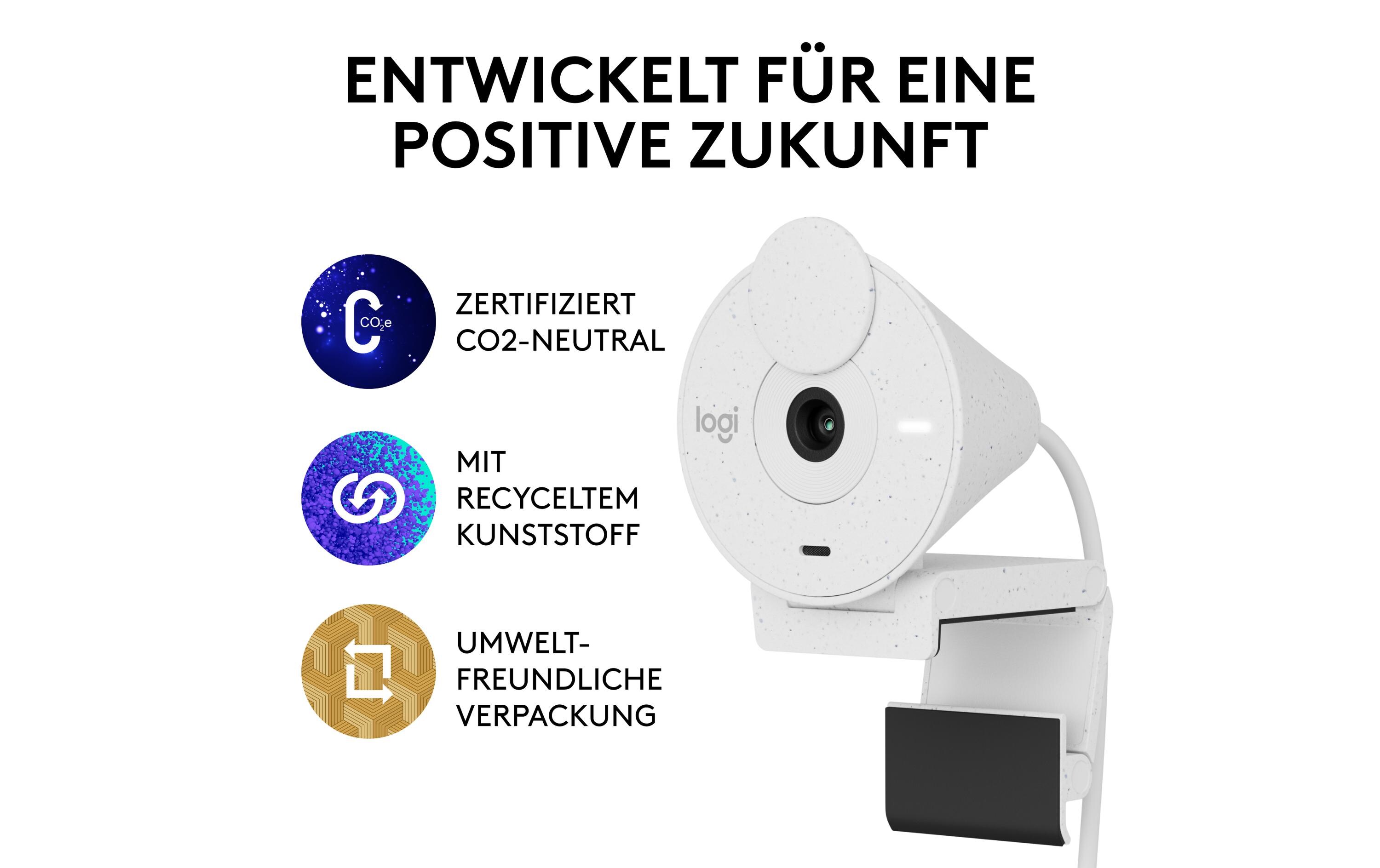 Webcam Brio 300 WhiteFull HD-Webcam mit integrierter Abdeckblende