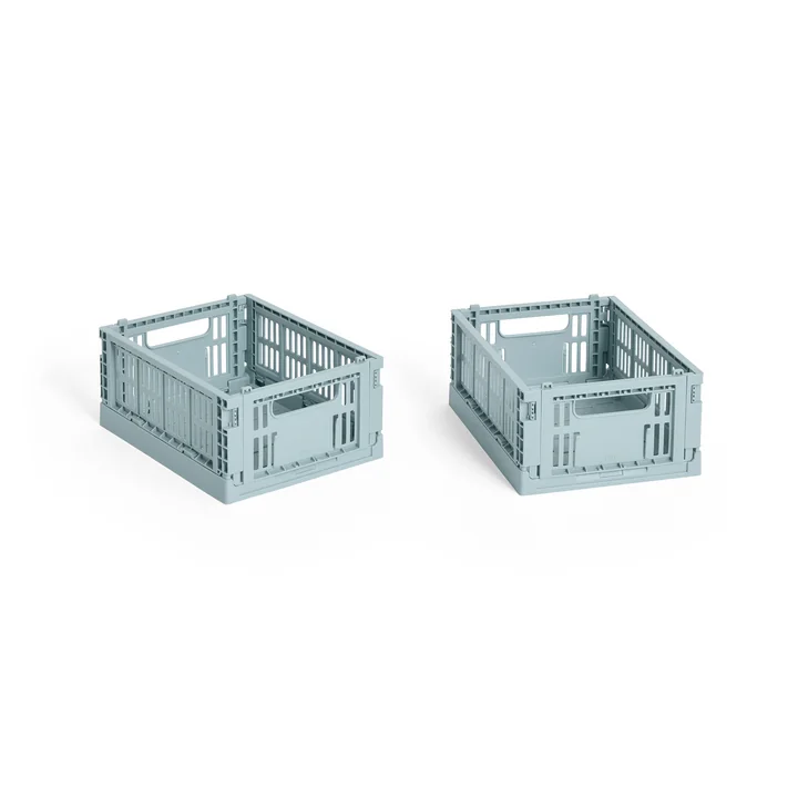 HAY - Colour Crate Korb Mini, 17 x 13 cm, dusty blue, recycled (2er-Set)