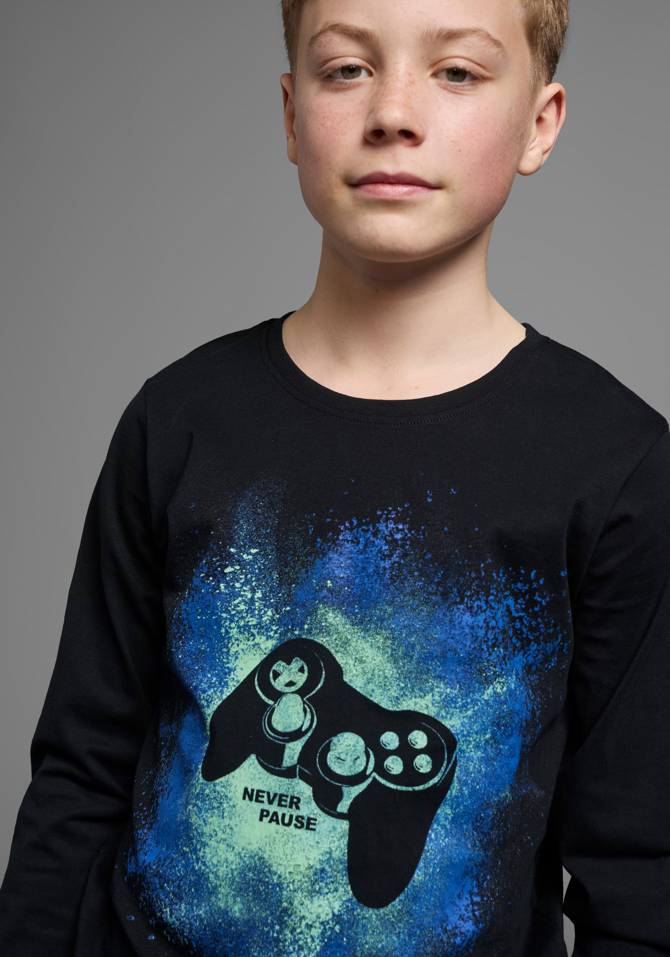 KIDSWORLD Langarmshirt »GAMER«, Gamer-Shirt Langarm,  Basic-Passform,  mit trendigem Aufdruck