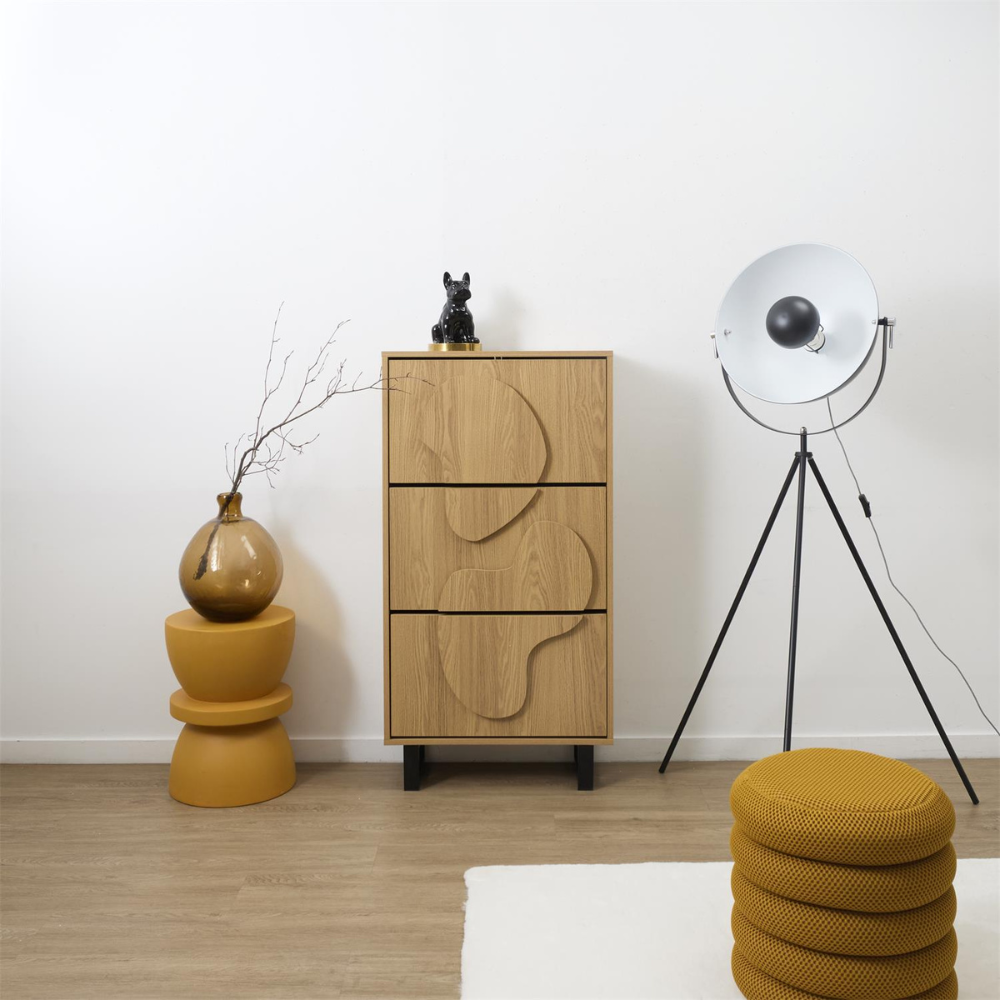 MISOU Schoenenkast met 3 lades Calypso - Bruin