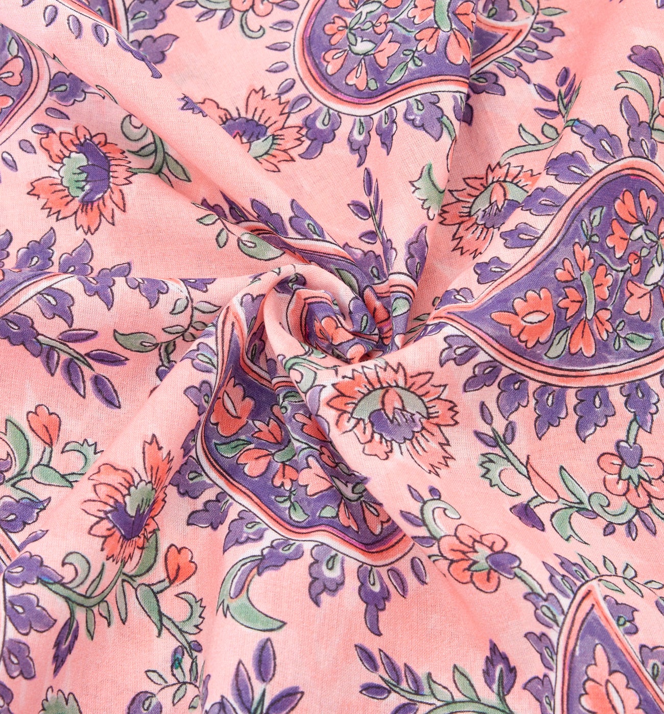 Coupon 3 m en voile de coton - Imprimé rose