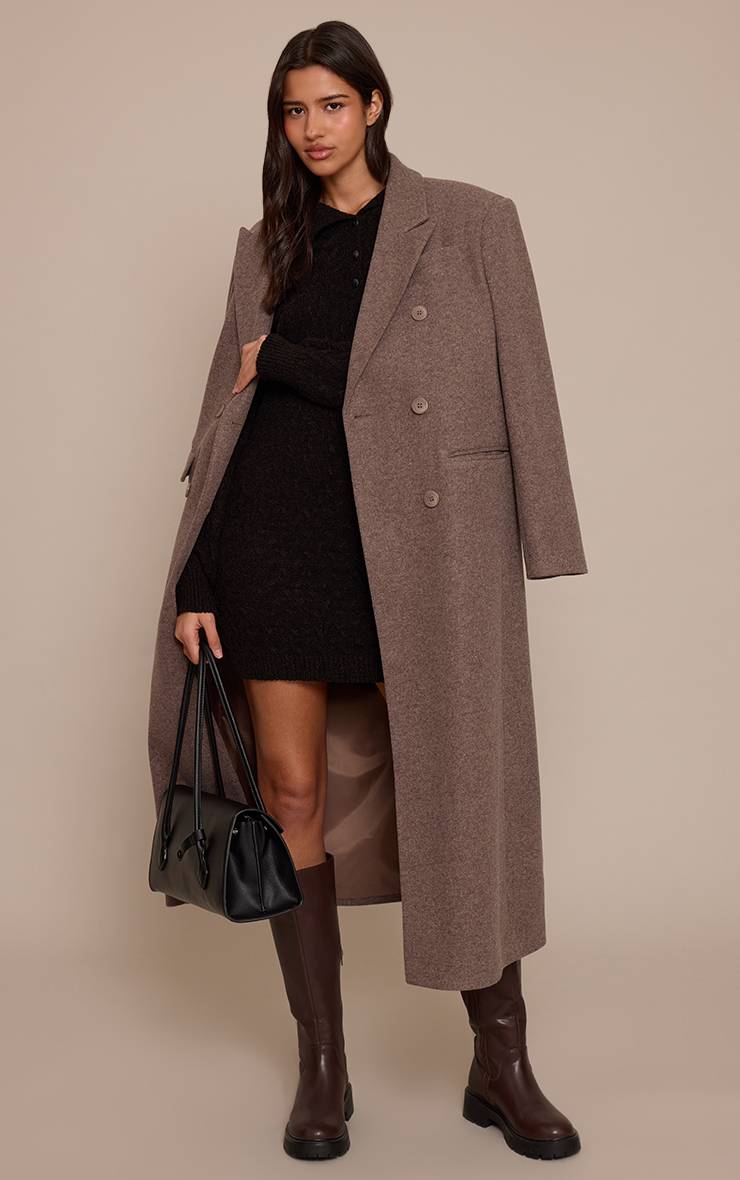 Noir Robe Chemise Mini En Maille Bouclée Torsadée Tall