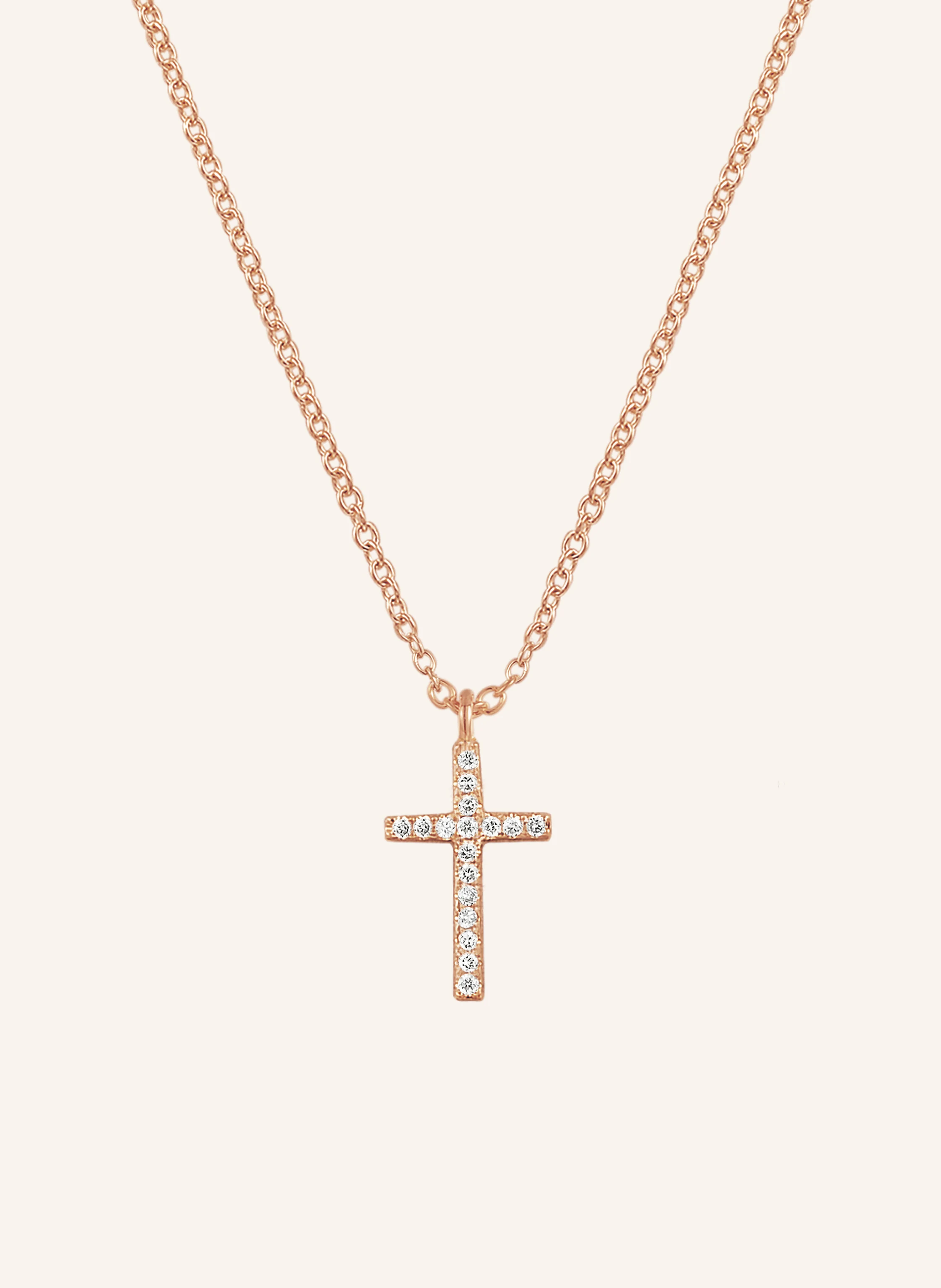 Leaf Halskette KREUZ aus 18 Karat Roségold mit Diamanten