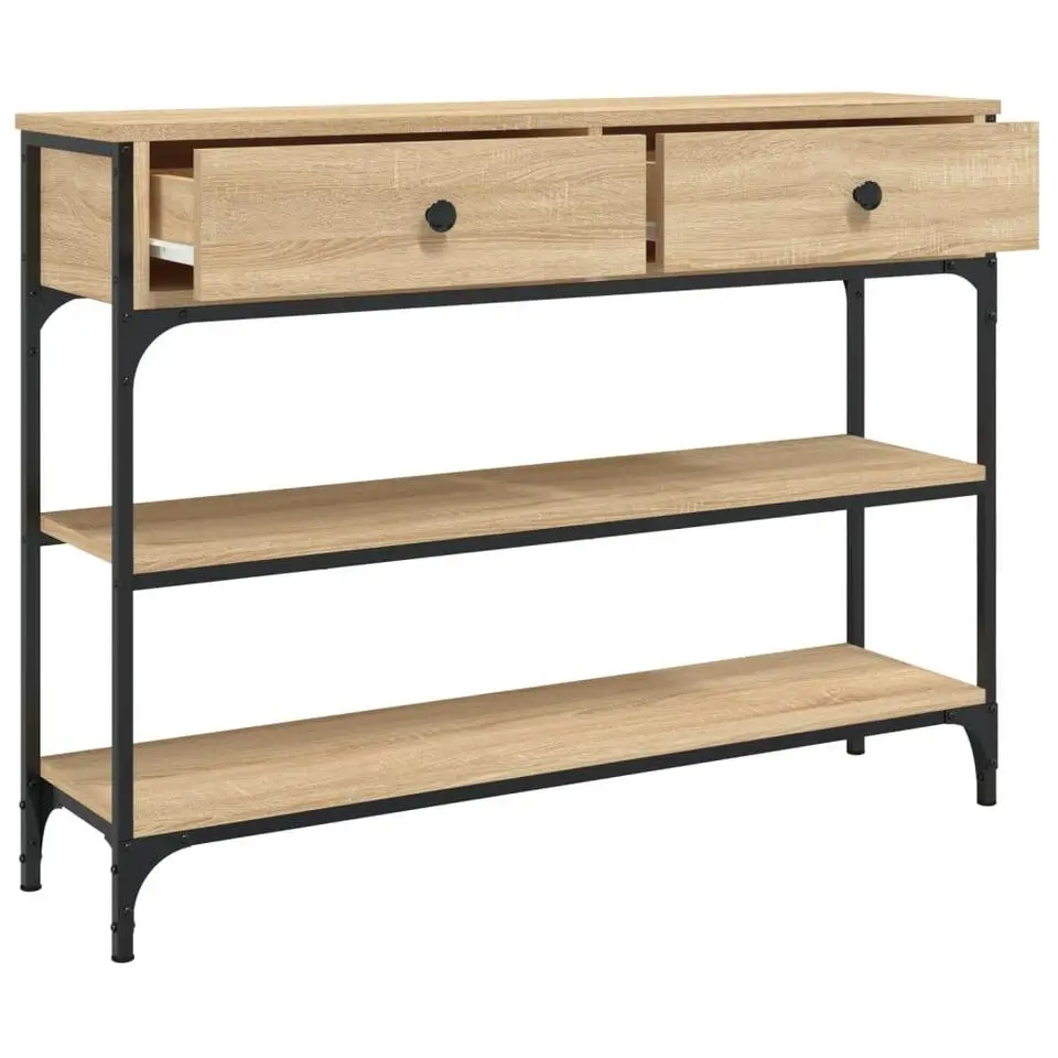 vidaXL - Wandtafel met 2 lades 2 schappen - Sonoma eiken - Hout - 100x25x75 cm