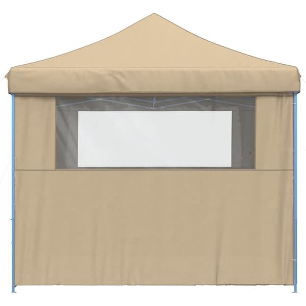 vidaXL Sammenleggbart partytelt pop-up med 4 sidevegger beige