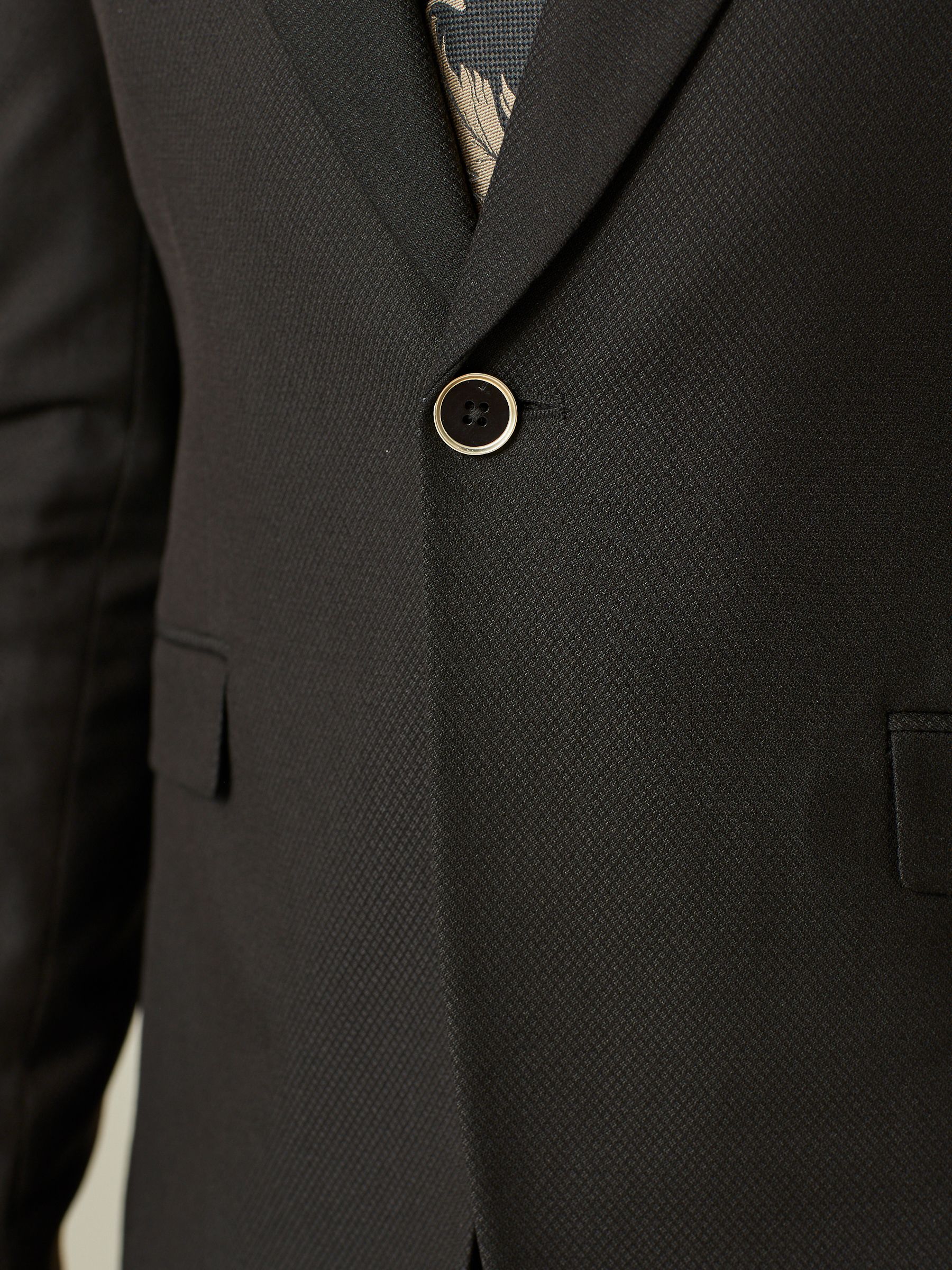 Zwart/goud - Skinny fit smoking met textuur: colbert