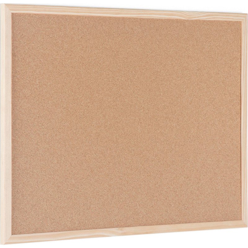 Tableau d'affichage en liège Basic de Bi-Office, surface en liège, cadre en bois naturel, 120 x 90 cm