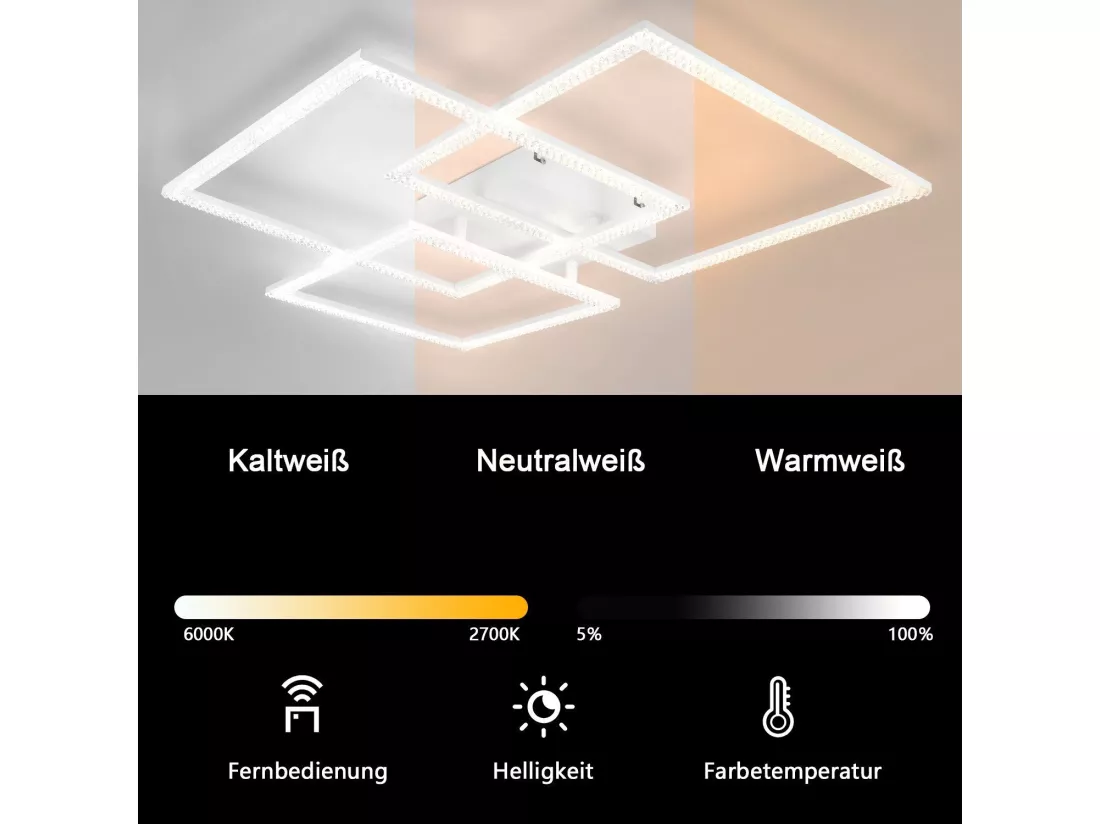 NETTLIFE plafonnier LED salon noir 75CM réglable moderne cristal chambre lampe Design lampe d'intérieur avec