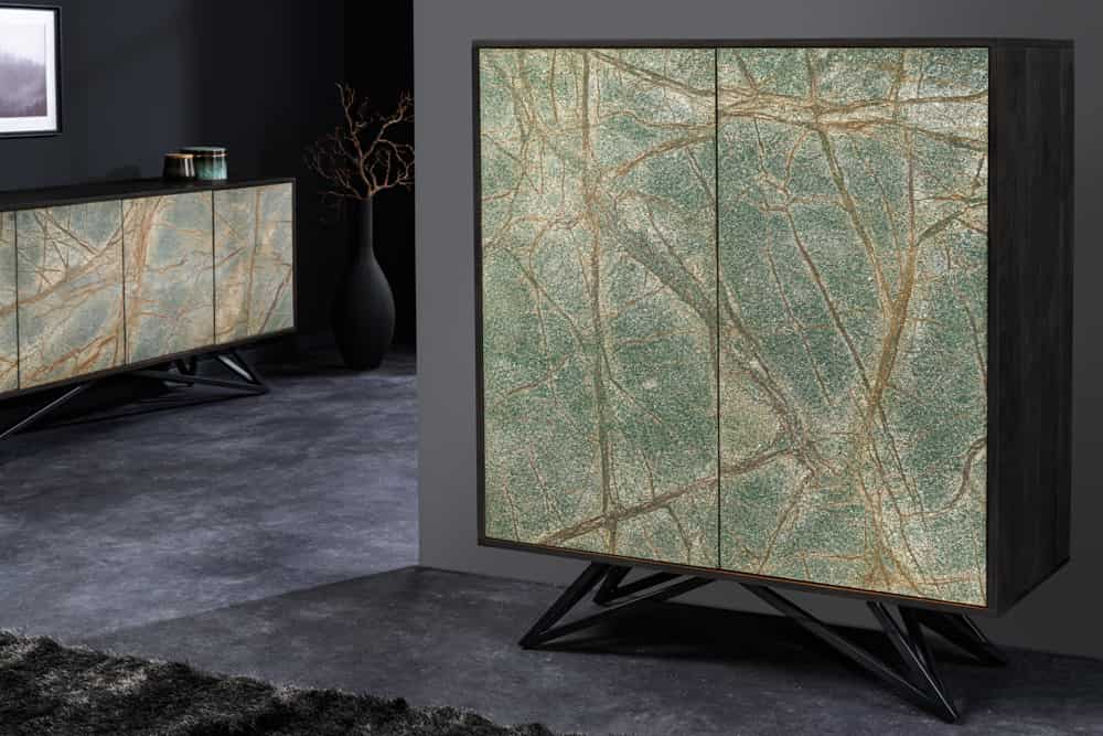Massivholz Highboard MOUNTAIN SOUL 120cm echter Naturstein Akazie Schrank