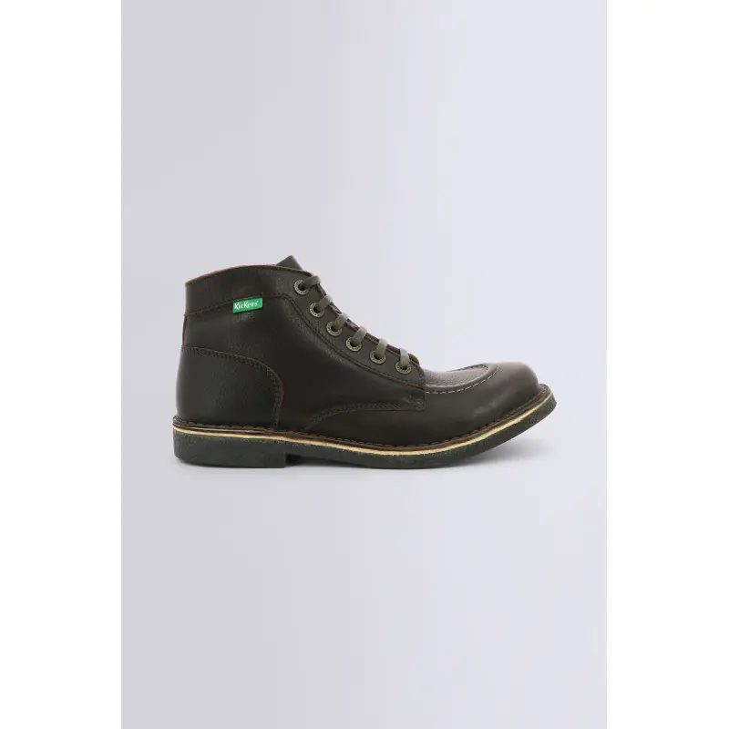 KICKSTONER MARRON FONCE SEMELLE MARRON BOTTINES Cuir Homme