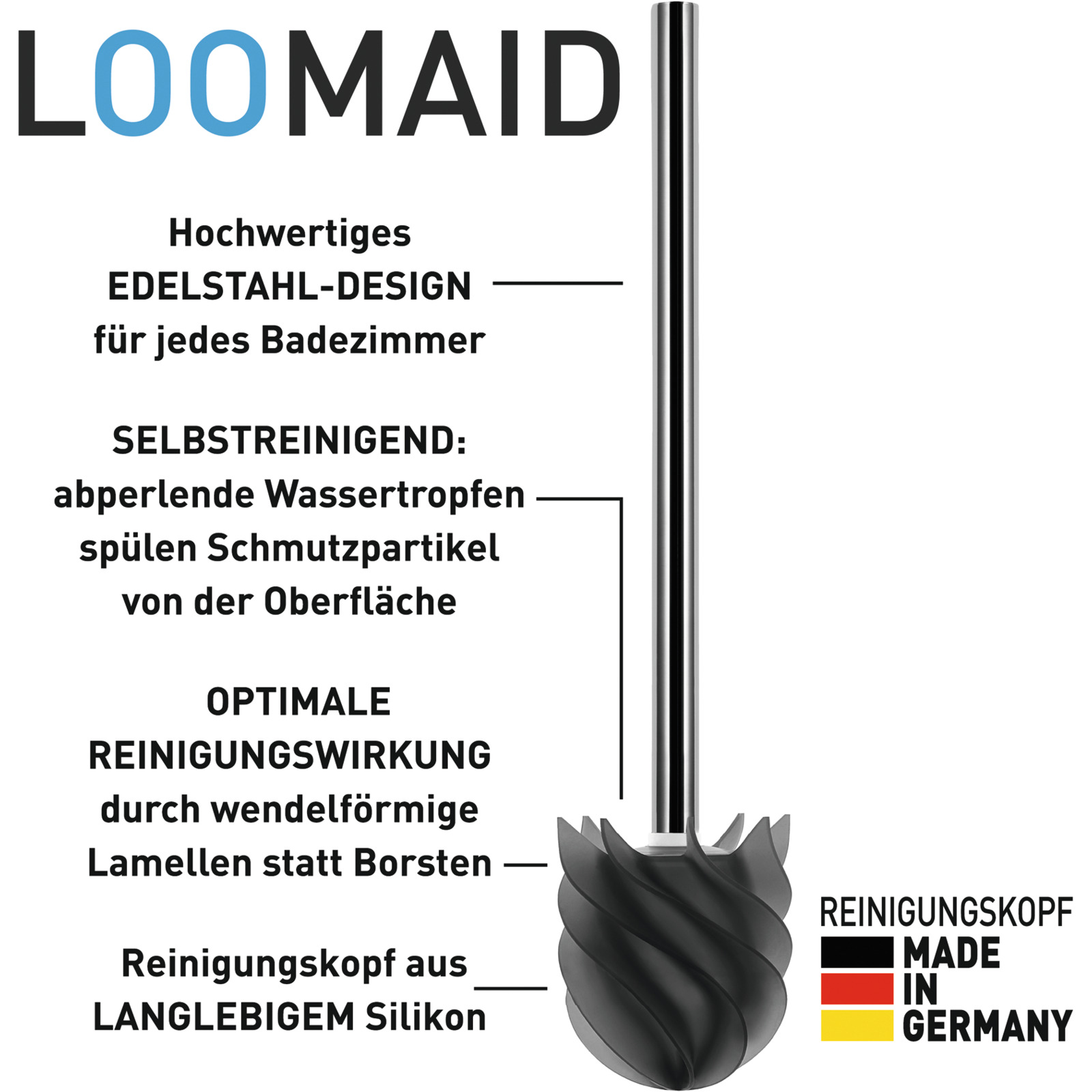 LOOMAID WC-Bürste Silikonkopf Edelstahl
