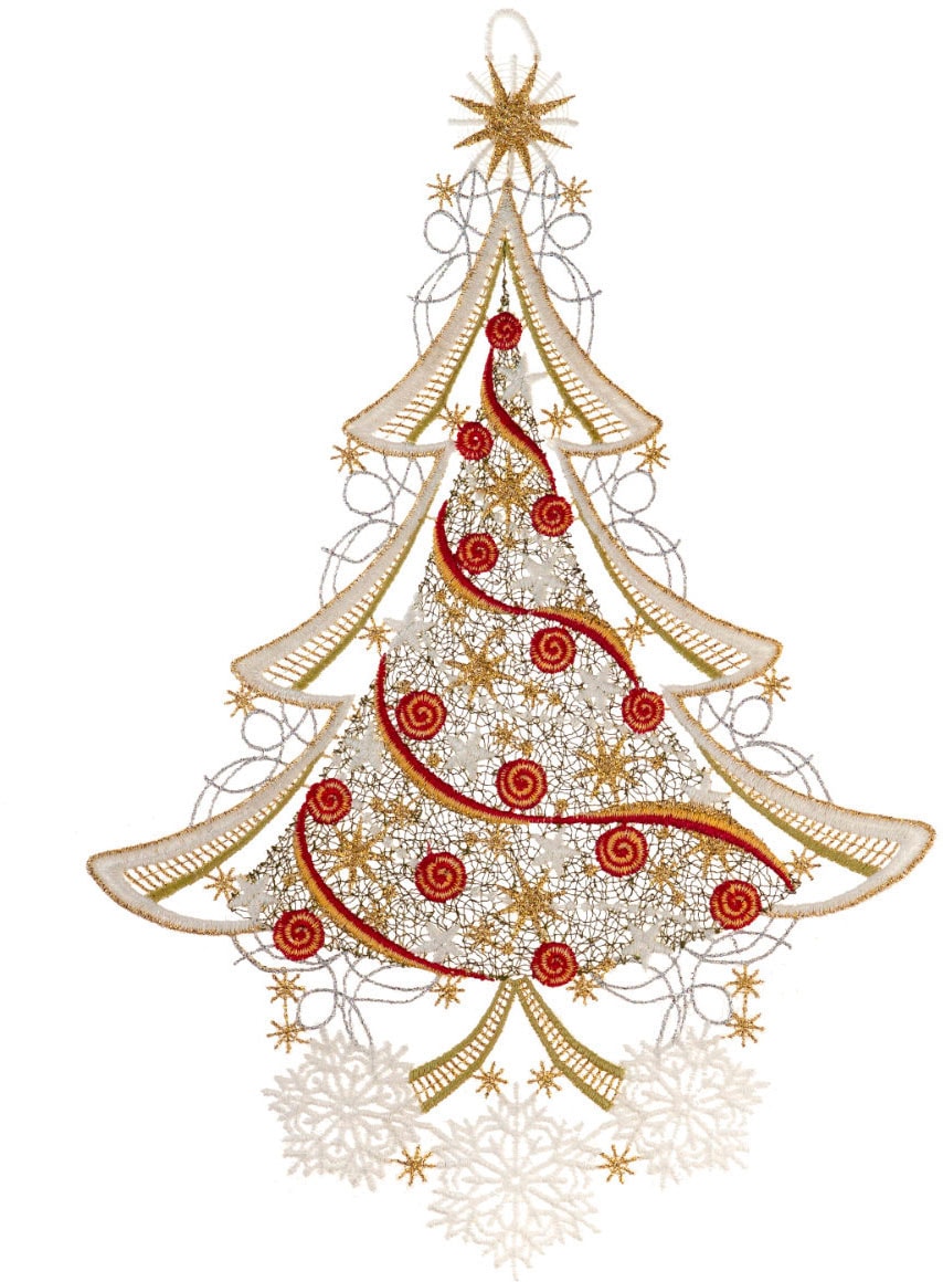 W. Reuter & Sohn - Plauener Spitze® Fensterbild »Weihnachtsbaum« Made in Germany