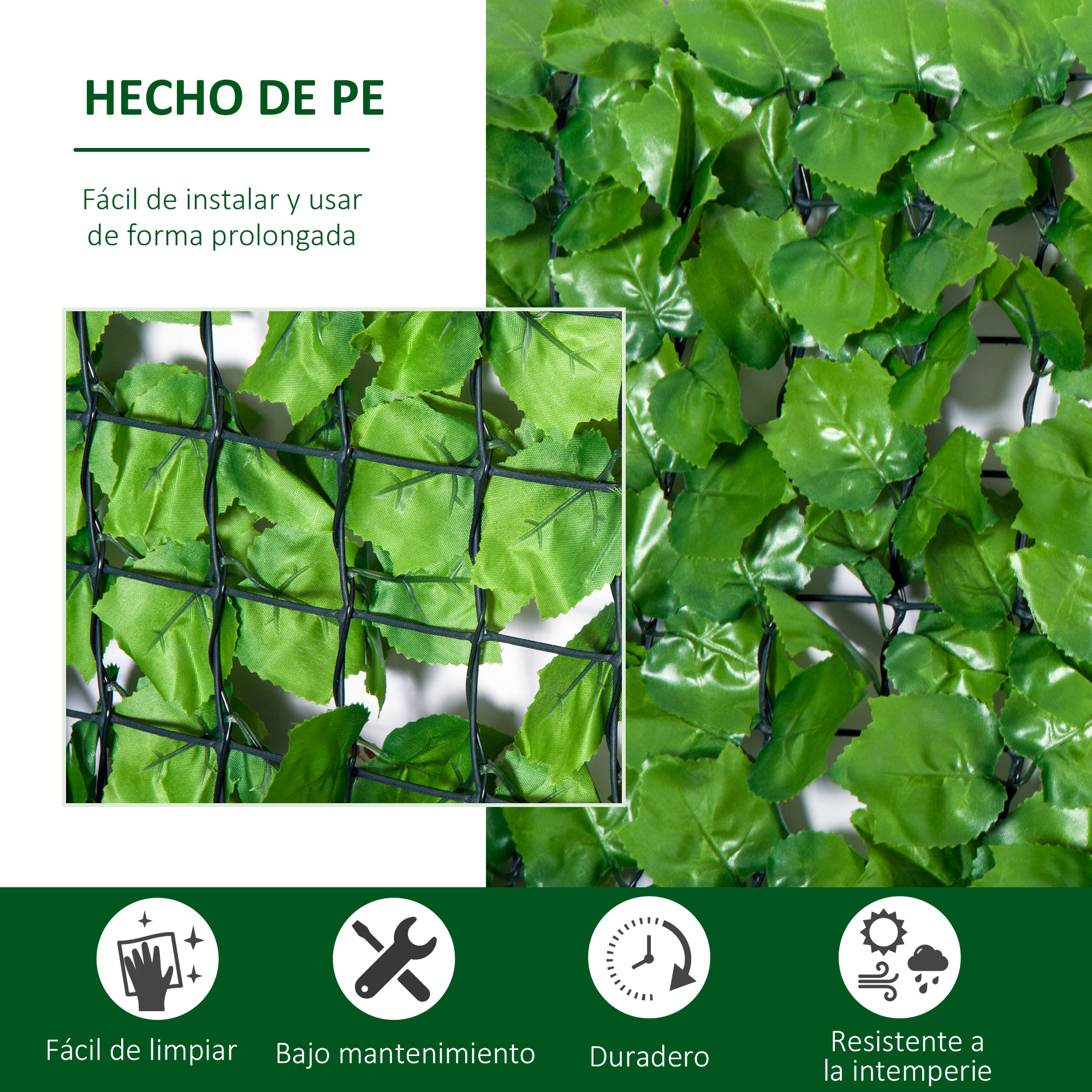 Rolo de cerca viva artificial Outsunny 3x1,5m para varanda, cerca, grade, cerca de privacidade, planta decorativa em PE