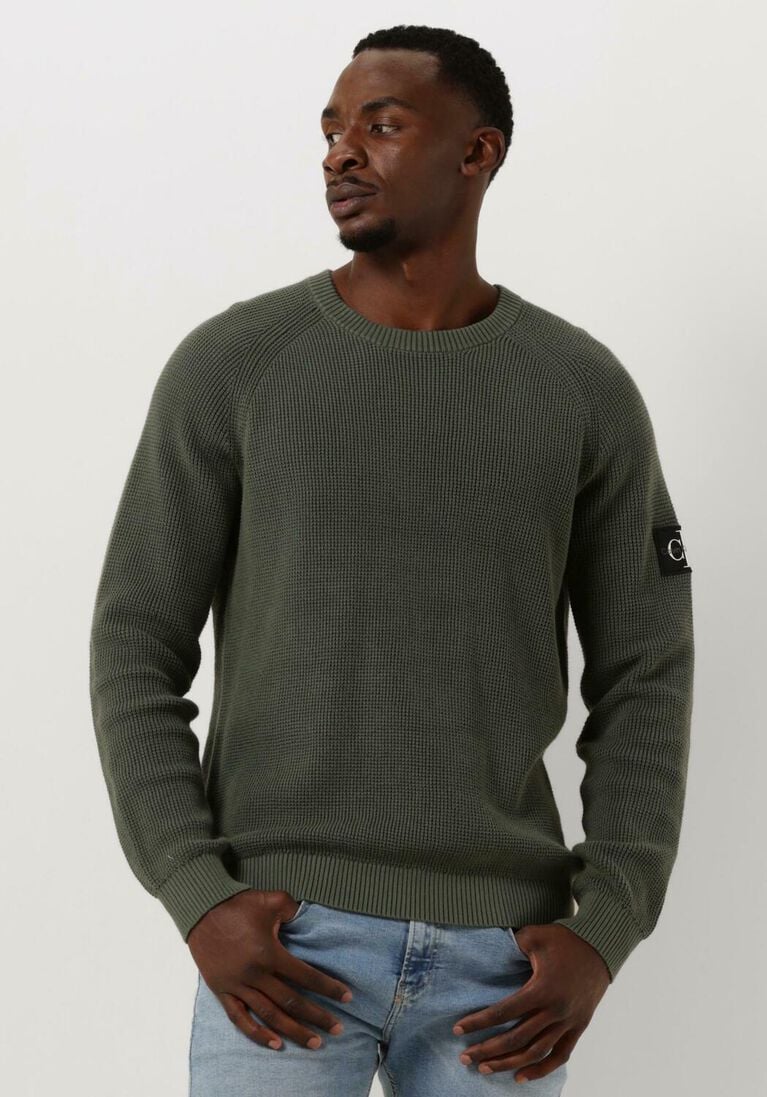 CALVIN KLEIN donkergroene calvin klein sweater badge easy sweater
