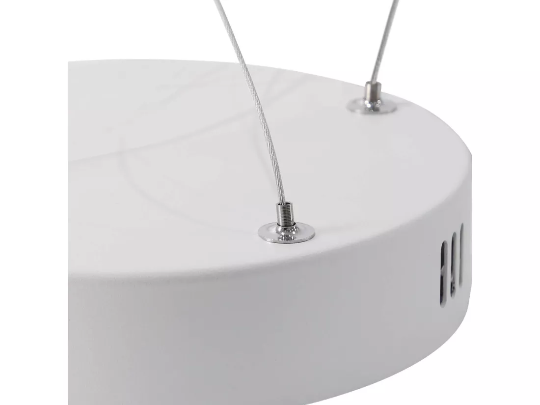 NETTLIFE Suspension LED Blanc Moderne Diam.88cm Lampe de salle à manger 4 Anneaux Design Métal Dimmable avec Télécommande pour Salon Chambre