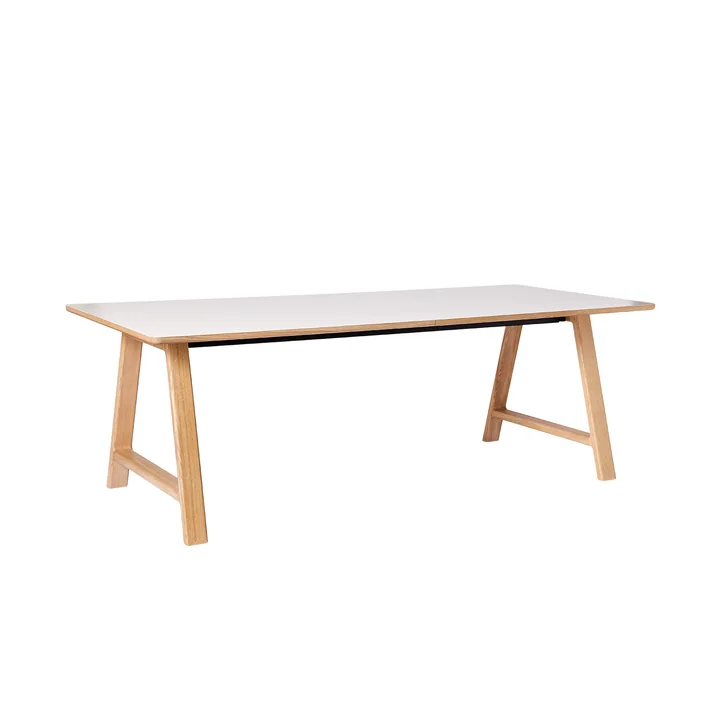Andersen Furniture - T11 Esstisch, 220 x 95 cm, kristallweiss / Eiche weiss pigmentiert