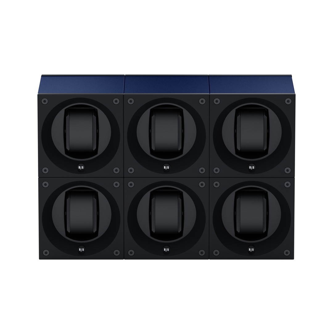 SwissKubik Masterbox Aluminium Marineblau - 6 Uhren
