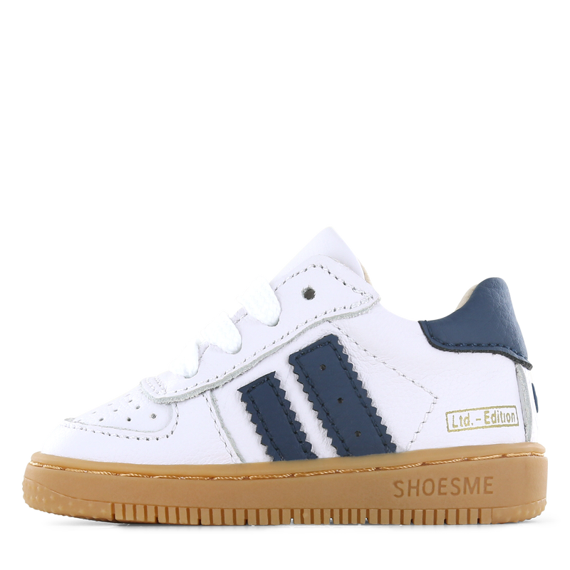 Shoesme wit-donkerblauw sneakertje Leer | Uni schoenen