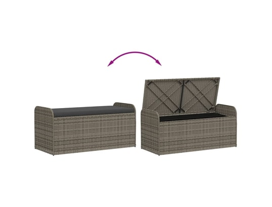 VIDAXL - Banc de jardin Banc de rangement avec coussin gris 115x51x52 cm résine tres...