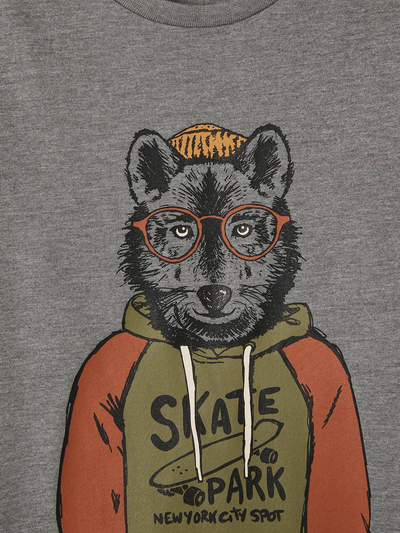Camiseta divertida com estampa de gato, para meninos, cáqui.