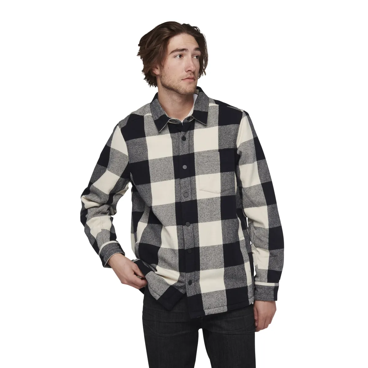 Black Diamond Men's Project Lined Flannel Black-Off White Plaid