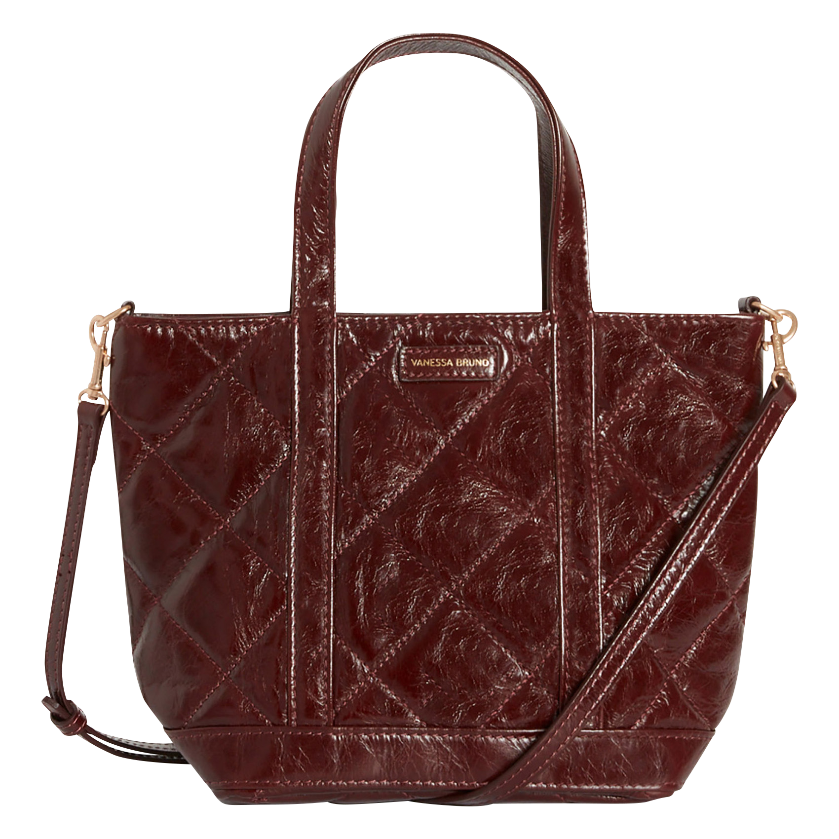 Sac épaule matelassé en cuir| Marron
