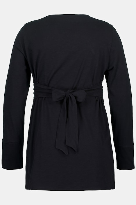 Shirt, abknöpfbares Top, Rundhals, Langarm, Biobaumwolle