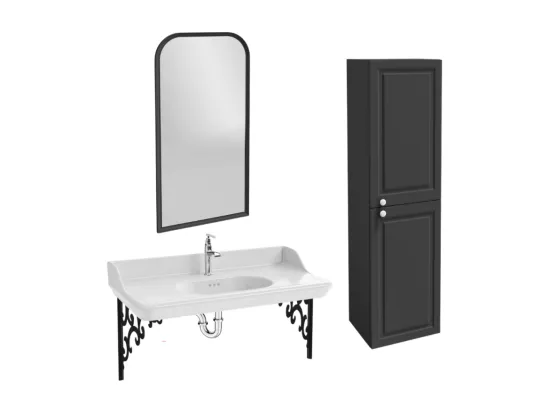 Pack plan vasque suspendu JACOB DELAFON Cléo 1889 + colonne droite + miroir + robinet chromé + siphon chromé