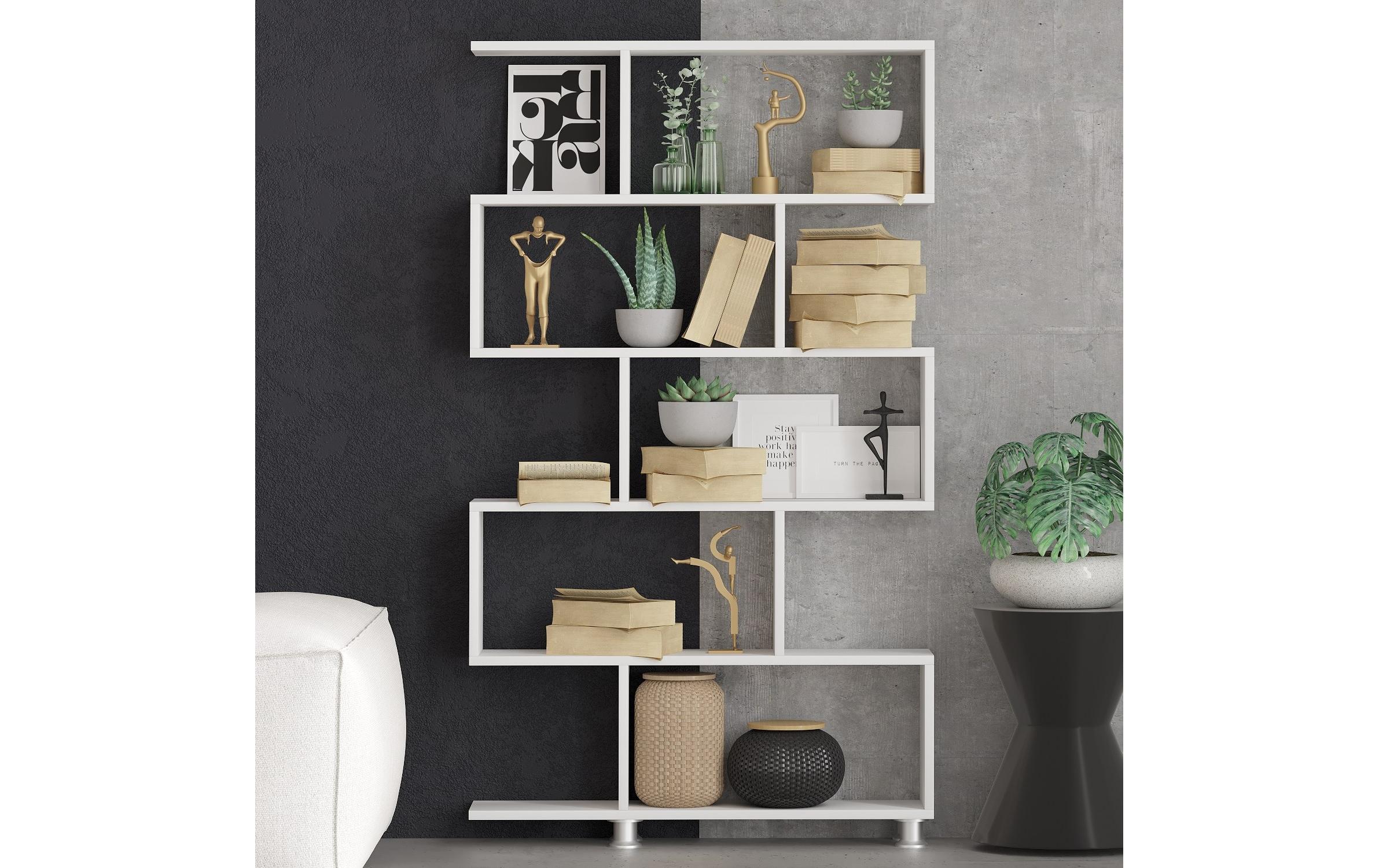 Regal Nilufer Weiss<br>Modernes Bücherregal
