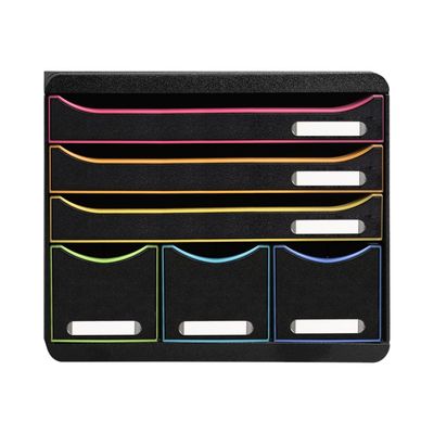 Exacompta Black Office Store-Box - Module de classement 6 tiroirs - noir/arlequin