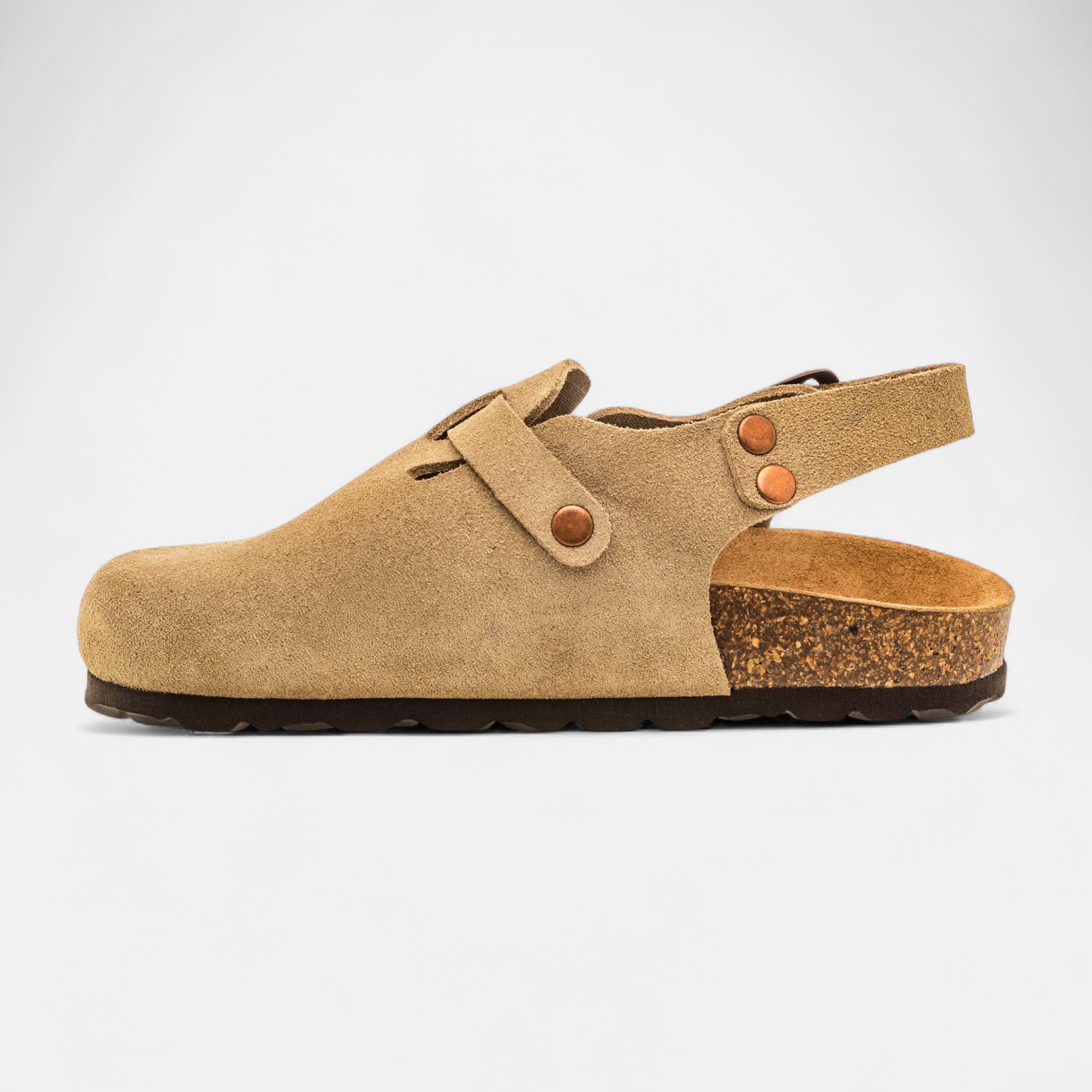 Mules semelle liège Garçon en cuir beige