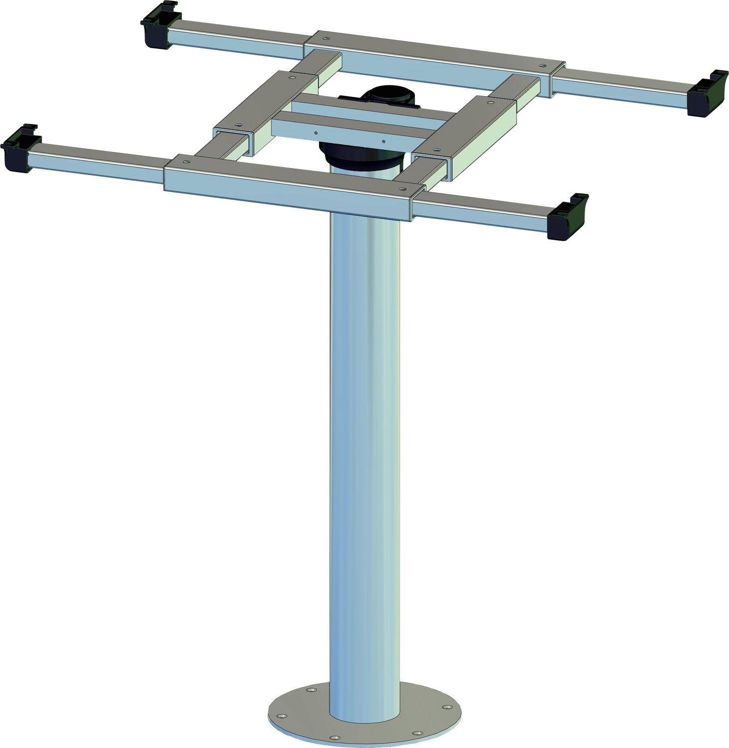 Tischsäule mit Verdrehung und Verschiebung H730mm Alu